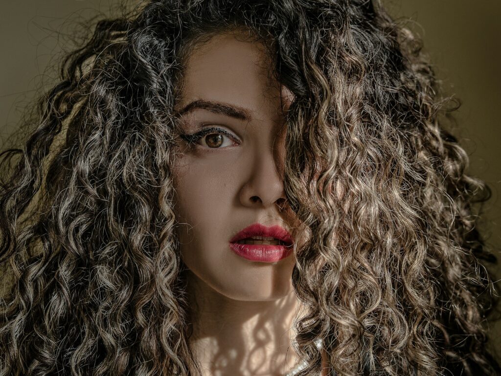 A woman with curly hair