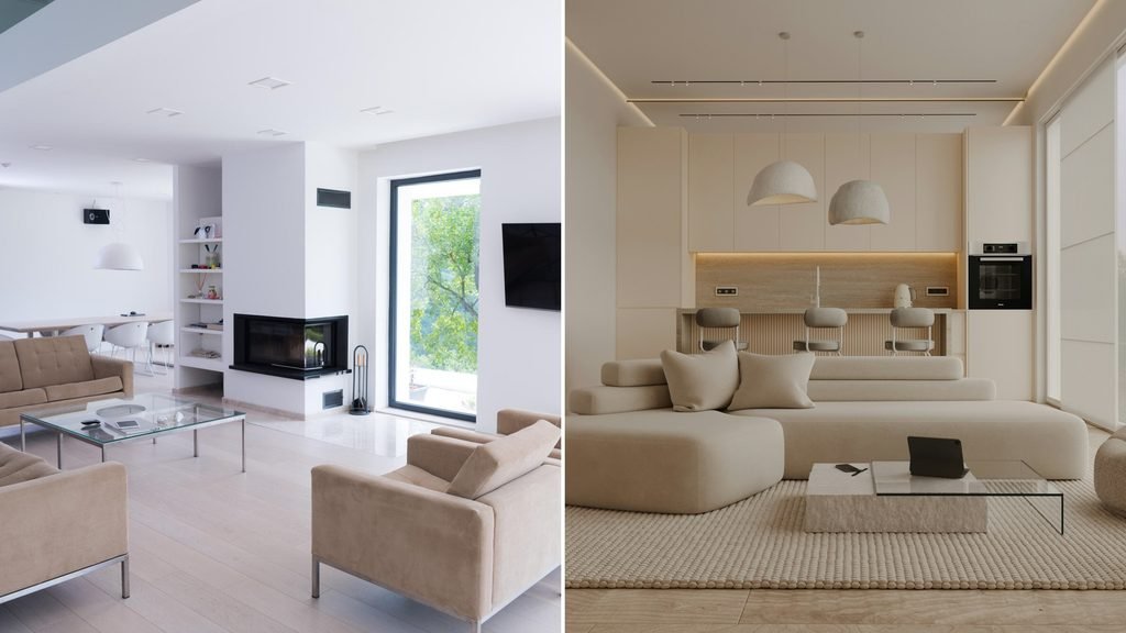Modern versus contemporary living room design comparison